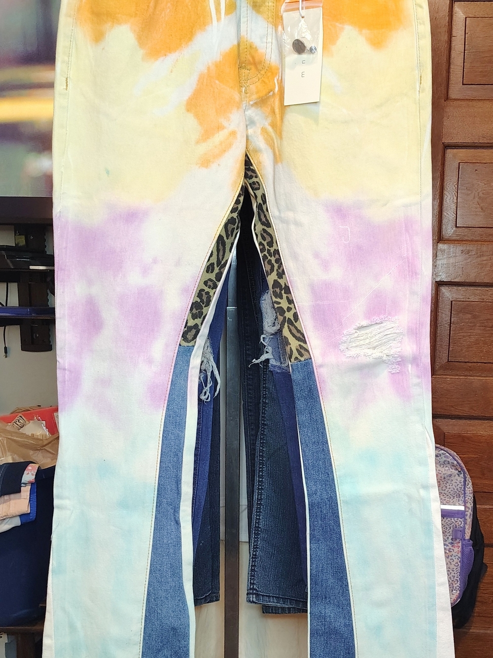 MNML Pastel Tie-Dye Wide-Leg Jeans with Split Front